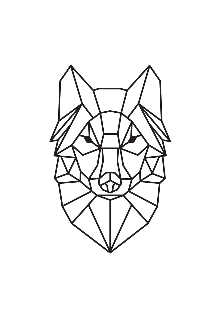 Lobo Geométrico - Fundo Branco