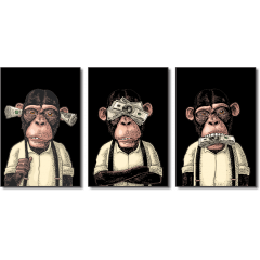 3 Macacos do dinheiro - Fundo Preto